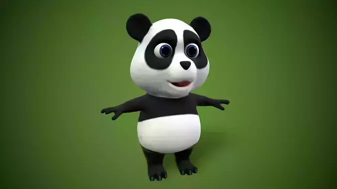 cartoon panda bear Low-poly 3D model