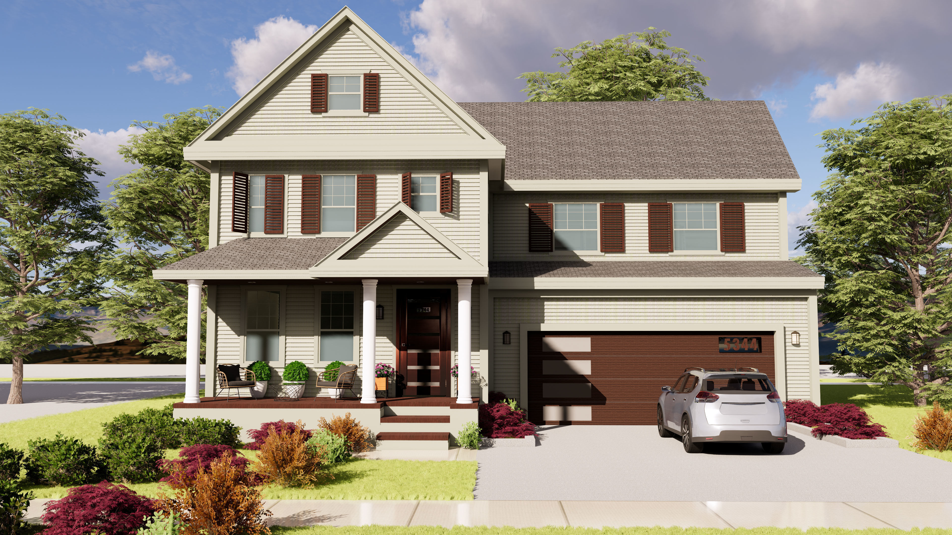 3D Exterior House Building Model with materials  3D model_6