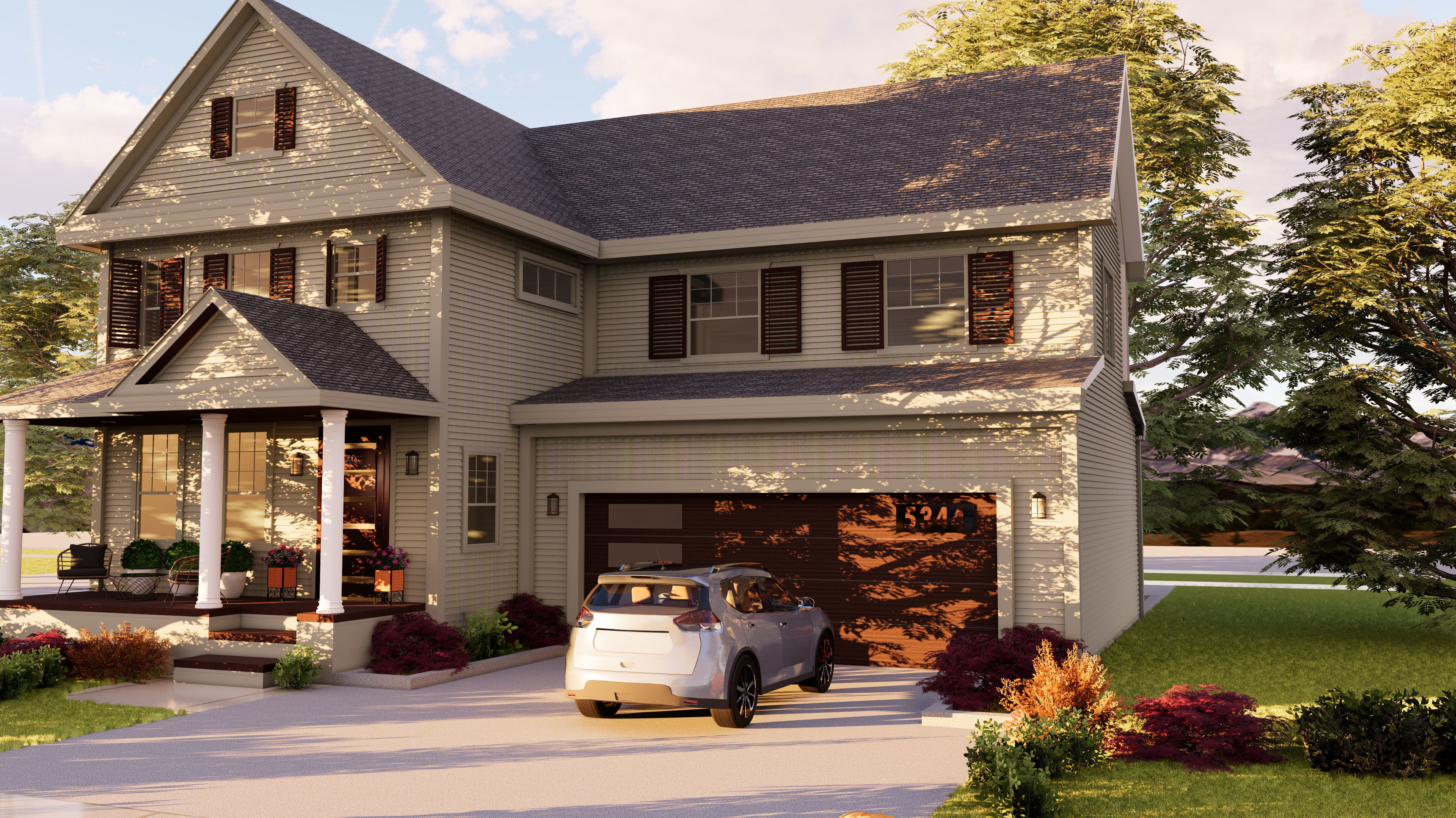 3D Exterior House Building Model with materials  3D model_1