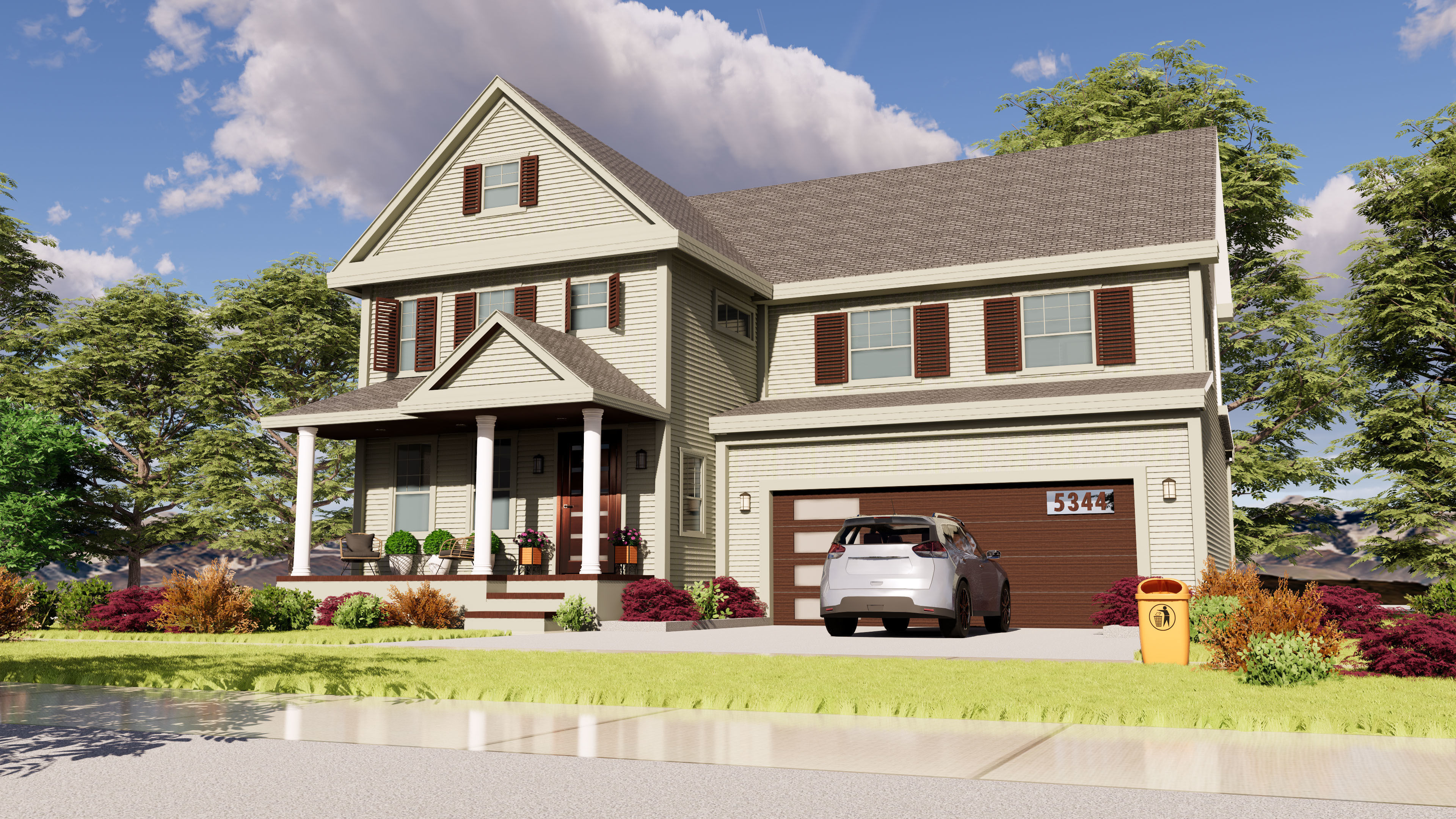 3D Exterior House Building Model with materials  3D model_9