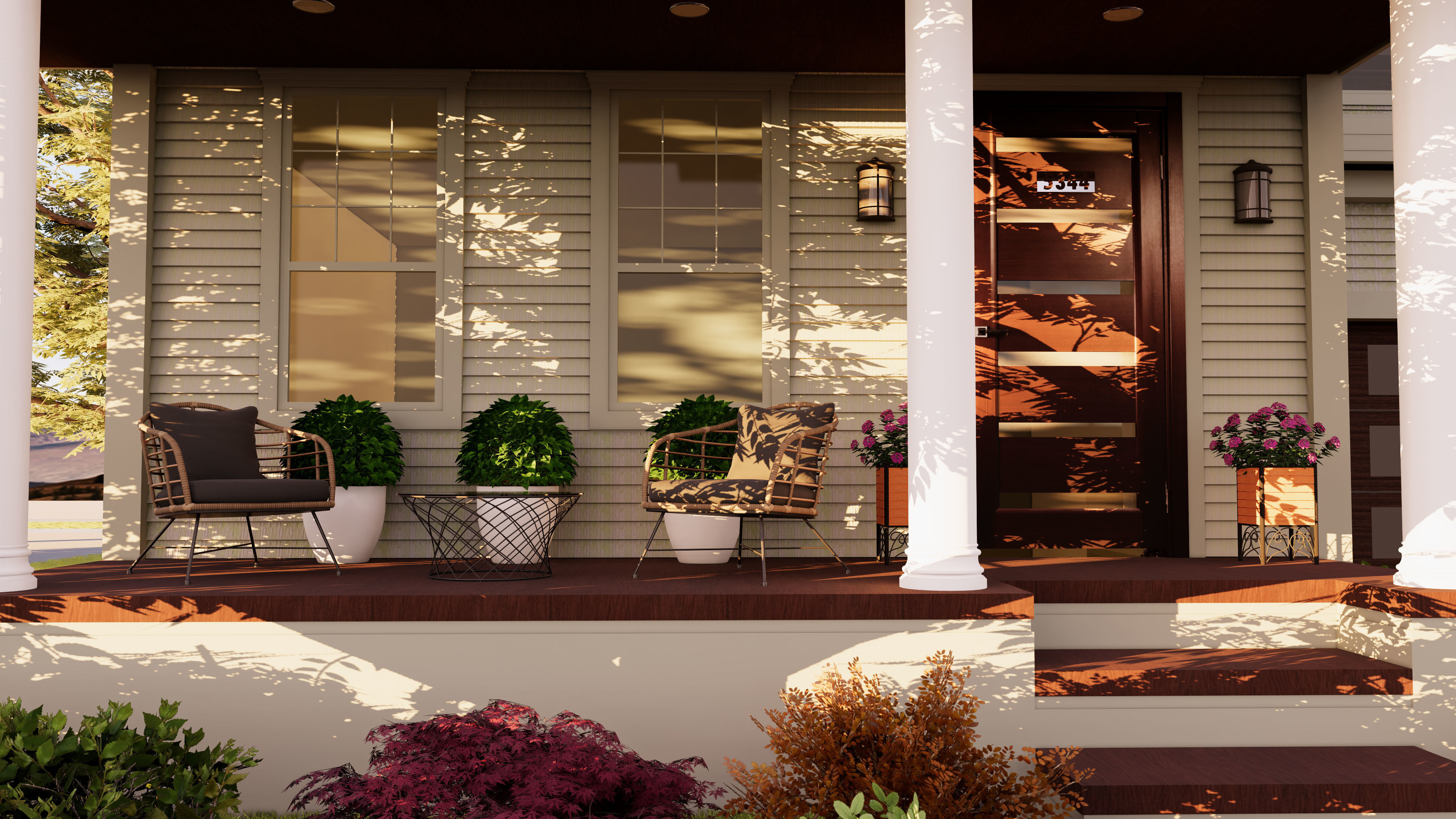 3D Exterior House Building Model with materials  3D model_2