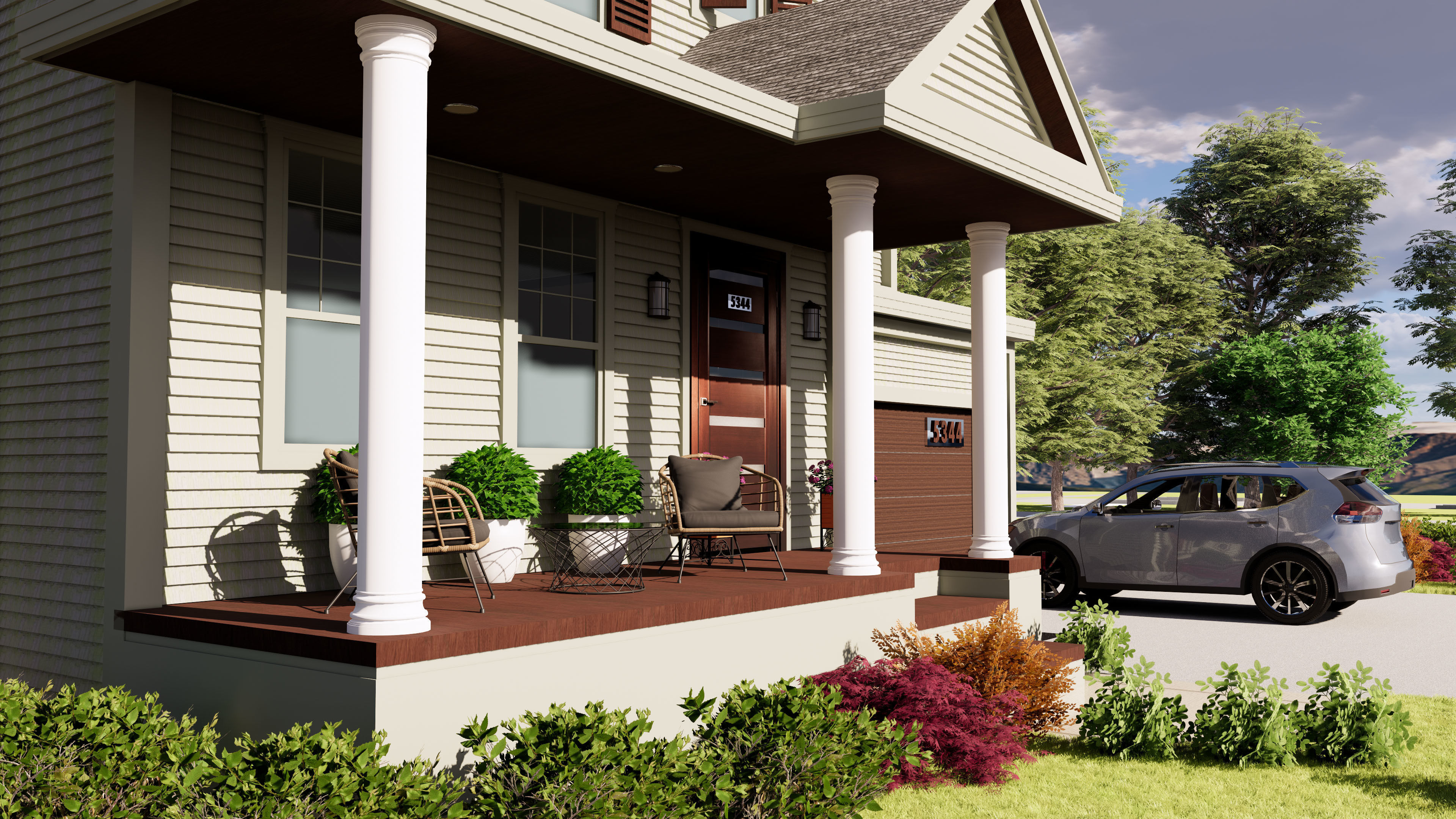 3D Exterior House Building Model with materials  3D model_8