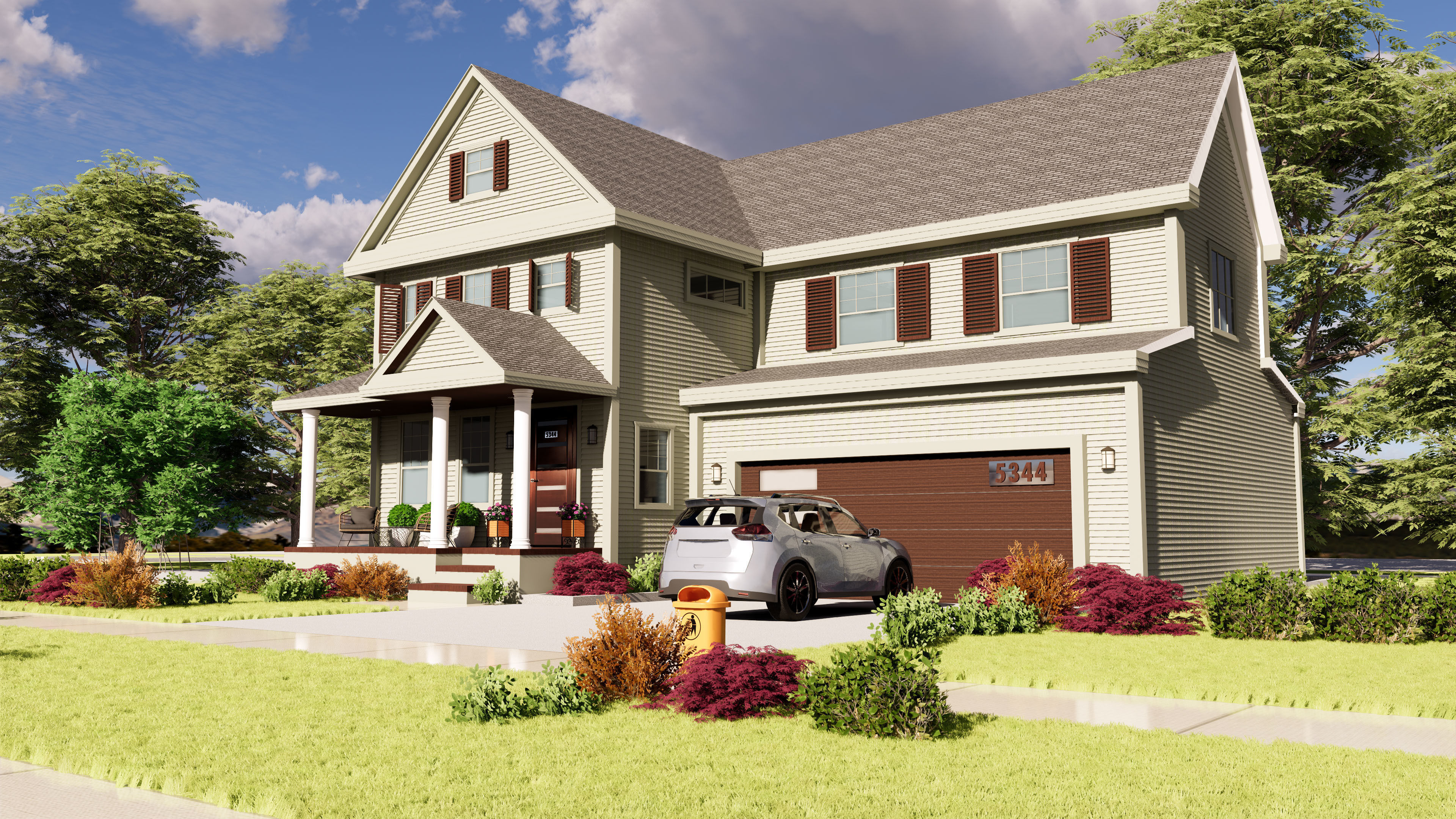 3D Exterior House Building Model with materials  3D model_7