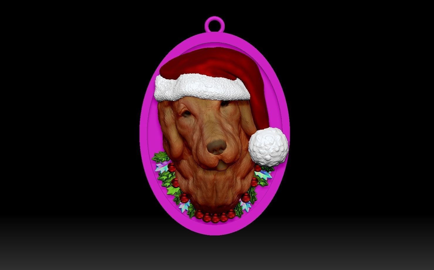 Golden Retriever Santa 3D print model_10