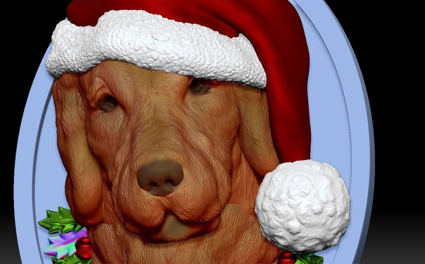 Golden Retriever Santa 3D print model_6