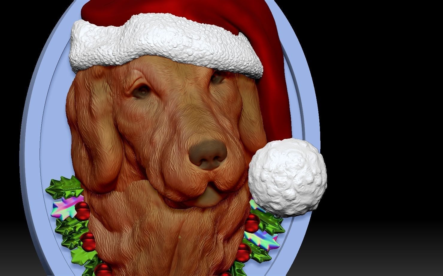 Golden Retriever Santa 3D print model_5