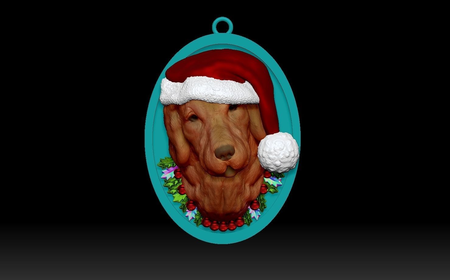 Golden Retriever Santa 3D print model_9