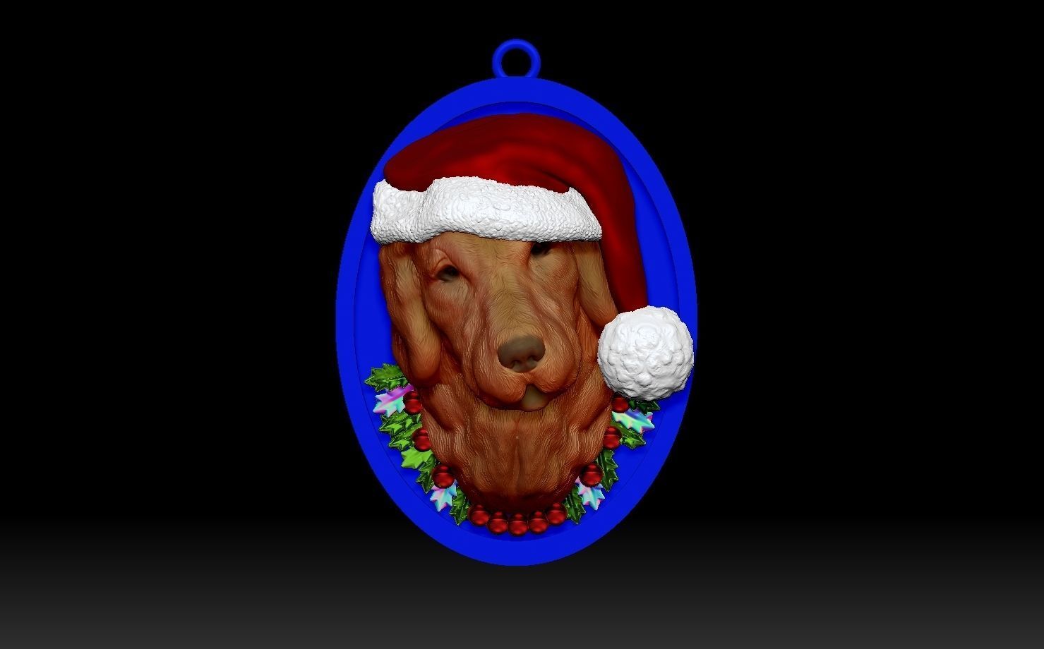 Golden Retriever Santa 3D print model_8