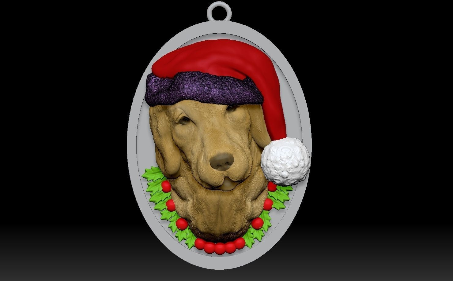 Golden Retriever Santa 3D print model_16