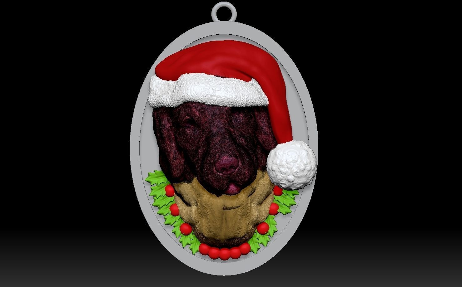 Golden Retriever Santa 3D print model_15