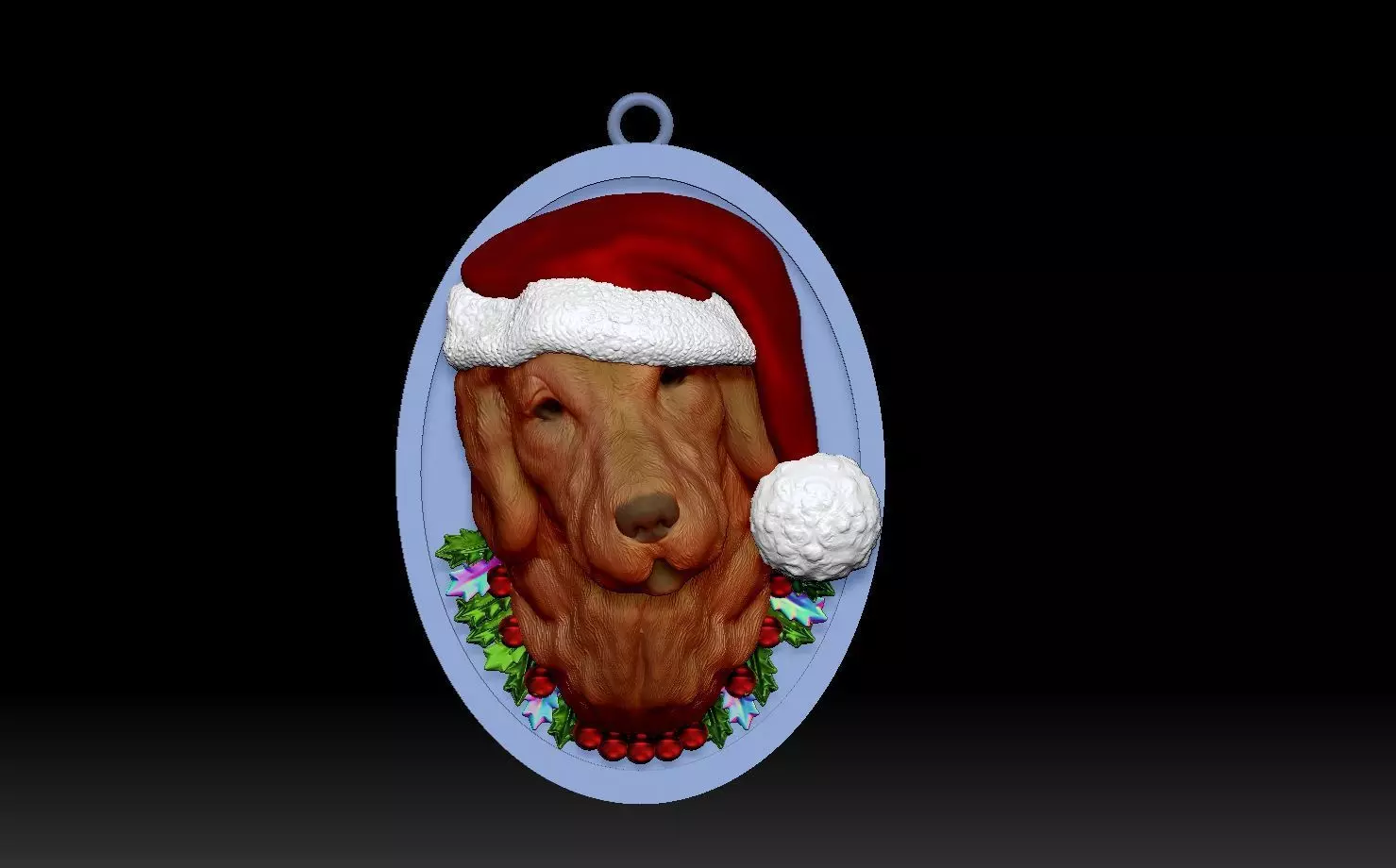 Golden Retriever Santa 3D print model_0