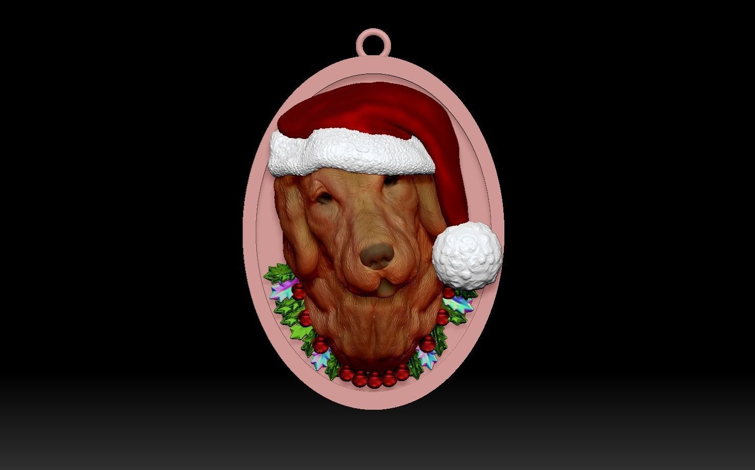 Golden Retriever Santa 3D print model_7