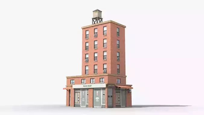 Apartment Building x11 Low-poly 3D model