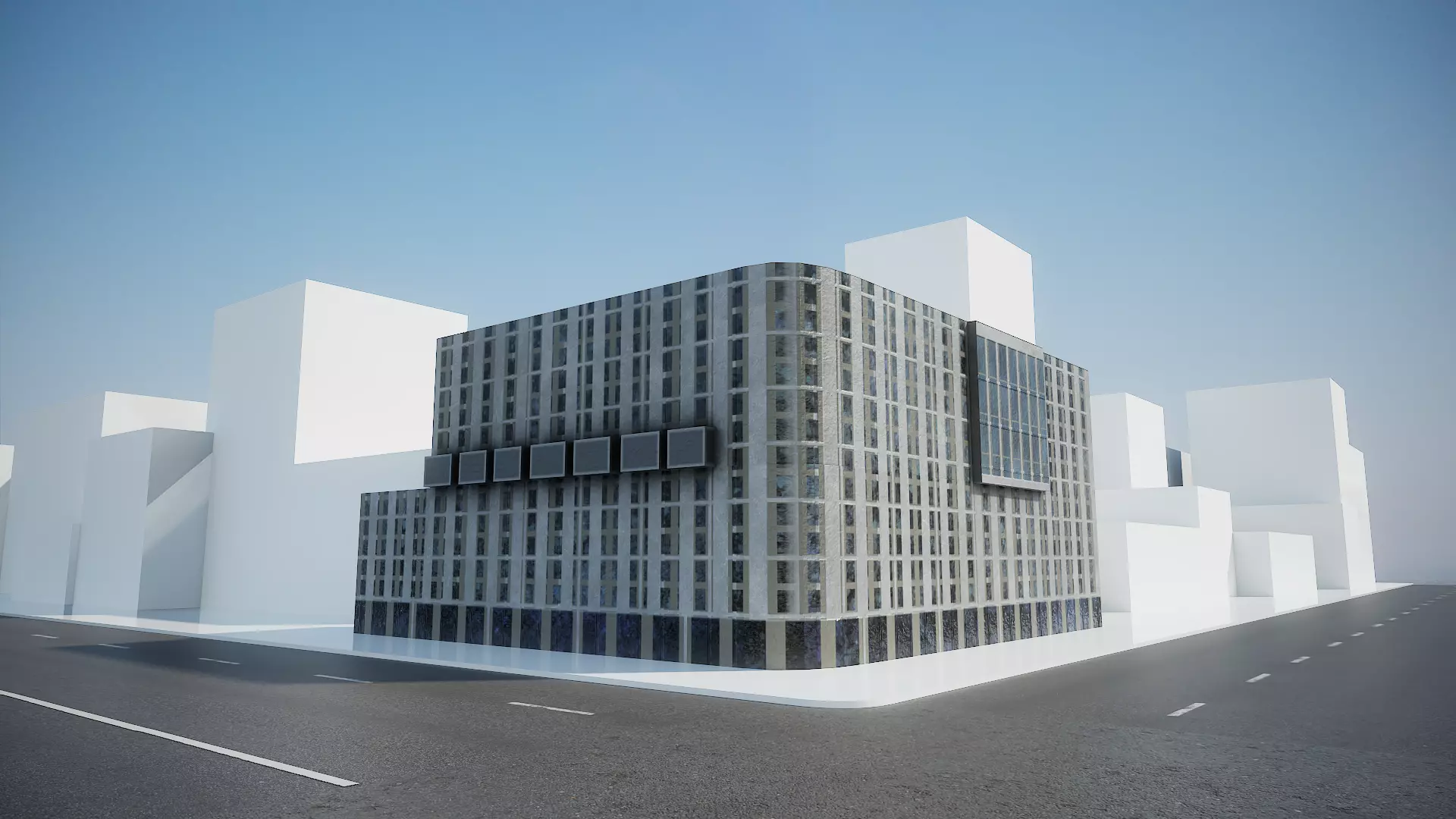Modern  3D model building   Low-poly 3D model_0