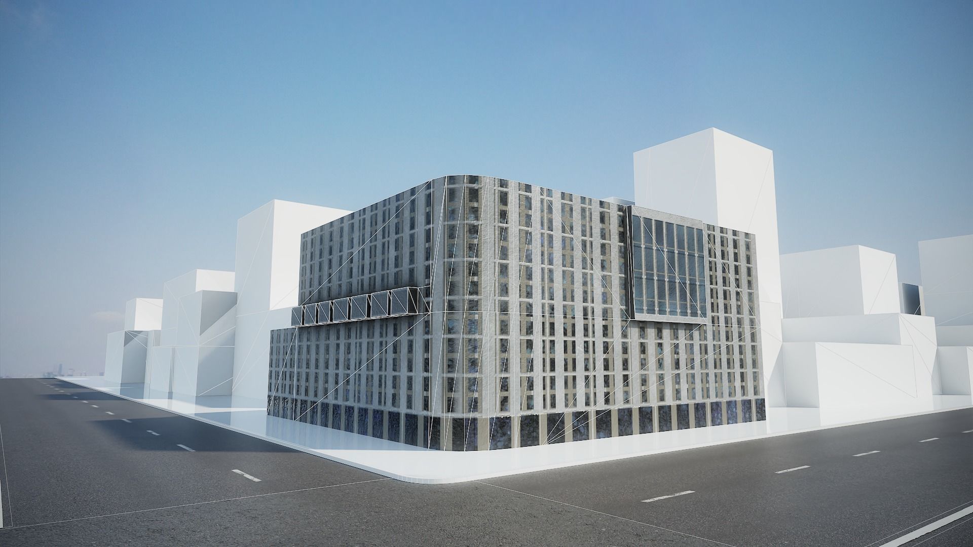Modern  3D model building   Low-poly 3D model_2