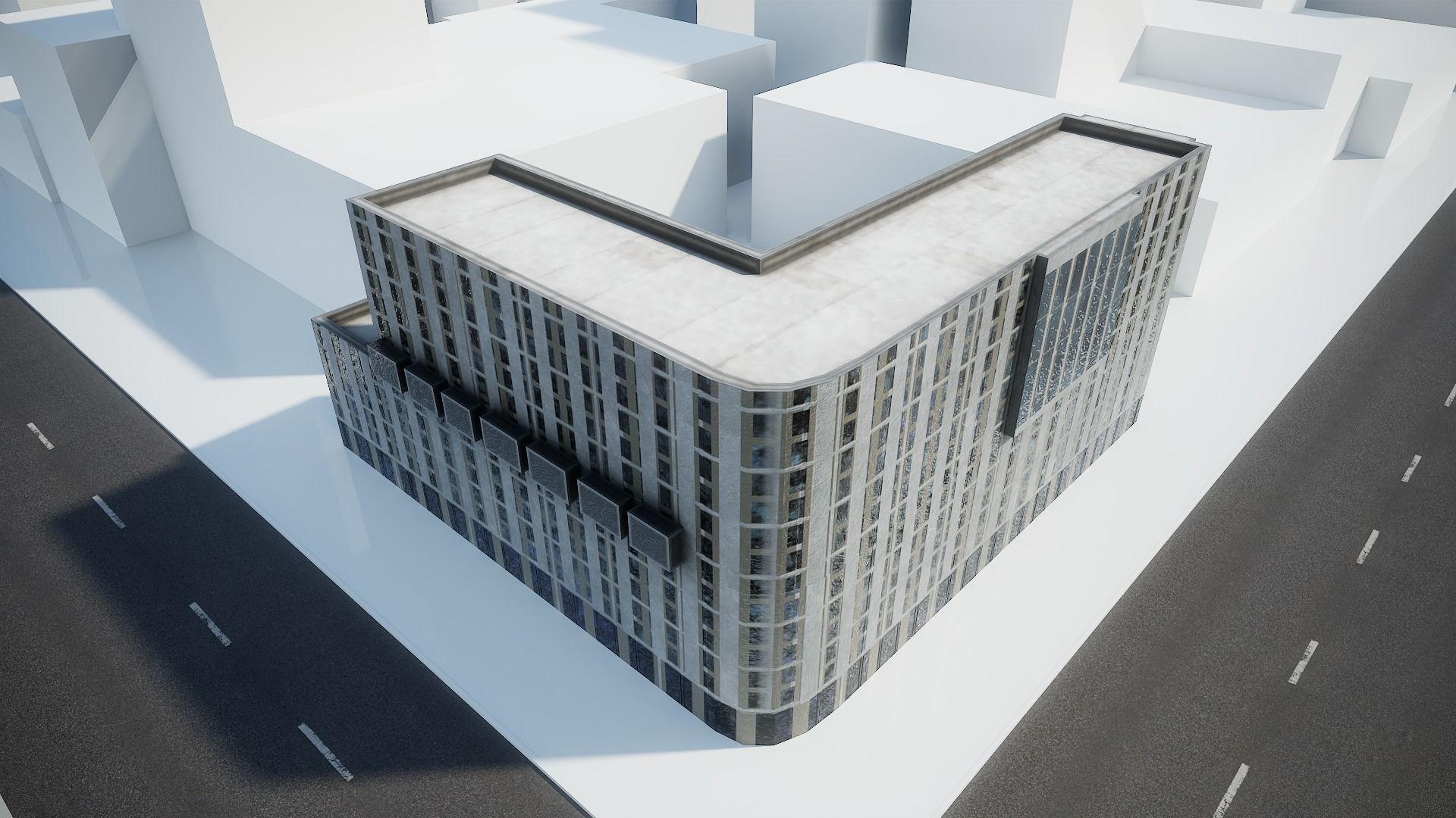 Modern  3D model building   Low-poly 3D model_3