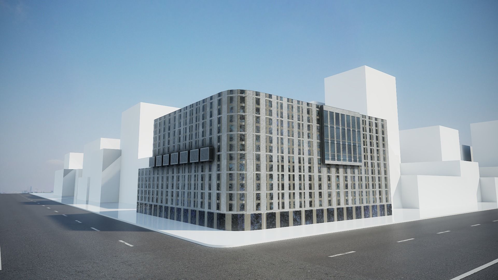 Modern  3D model building   Low-poly 3D model_1