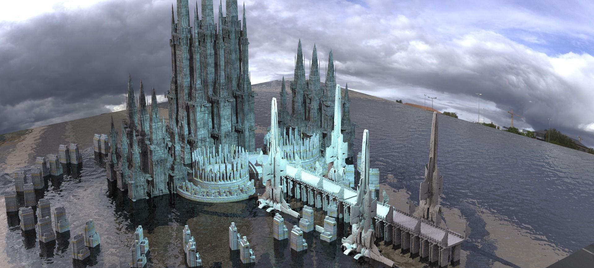 Ancient Ice ruins Kit bash 3D model_1