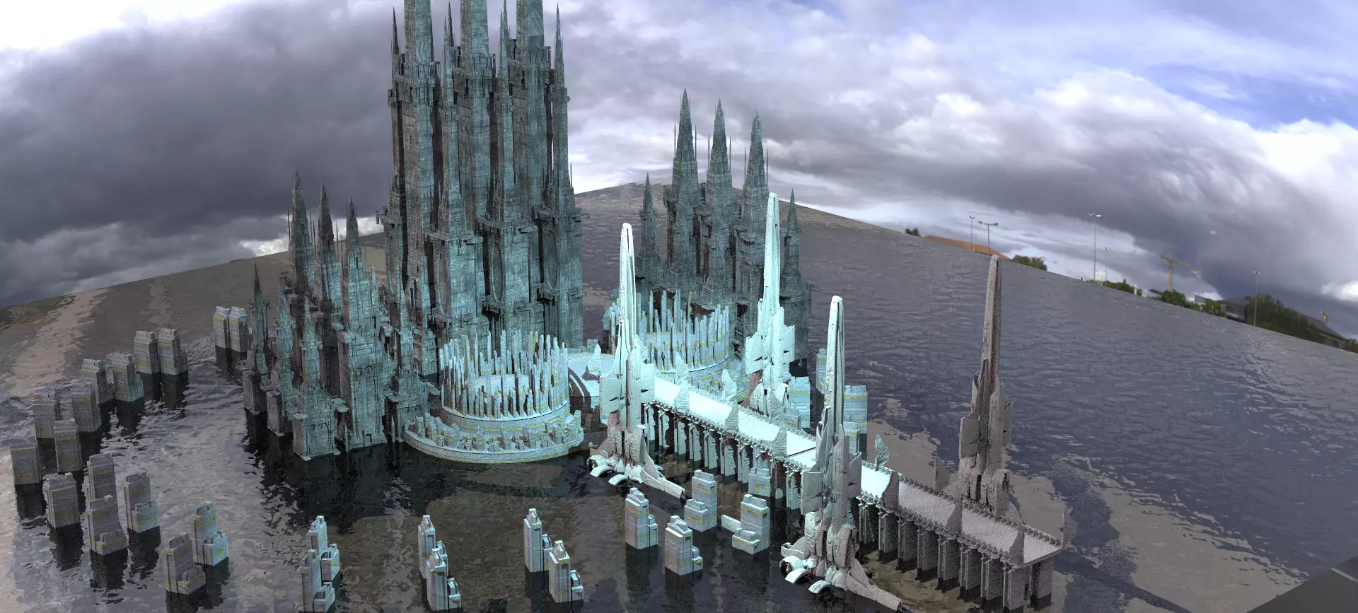 Ancient Ice ruins Kit bash 3D model_0