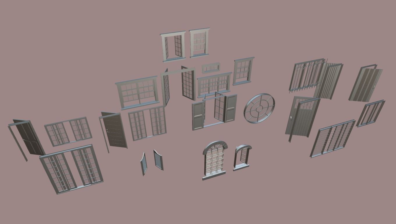 Various types of doors and windows 3D model_2