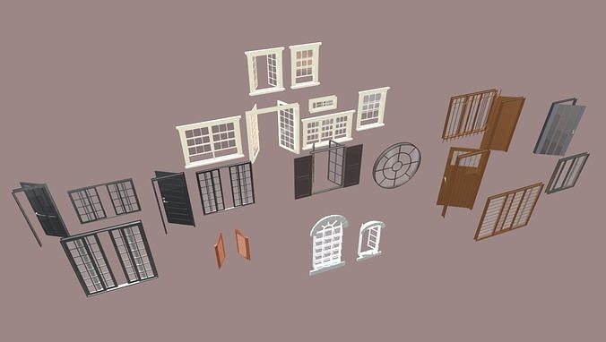 Various types of doors and windows 3D model