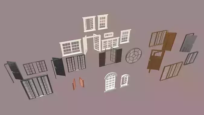 Various types of doors and windows 3D model