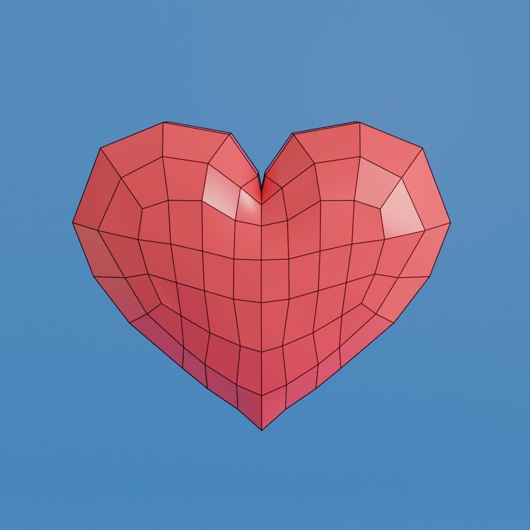 Multiple cartoon hearts with arrow low poly Low-poly 3D model_9