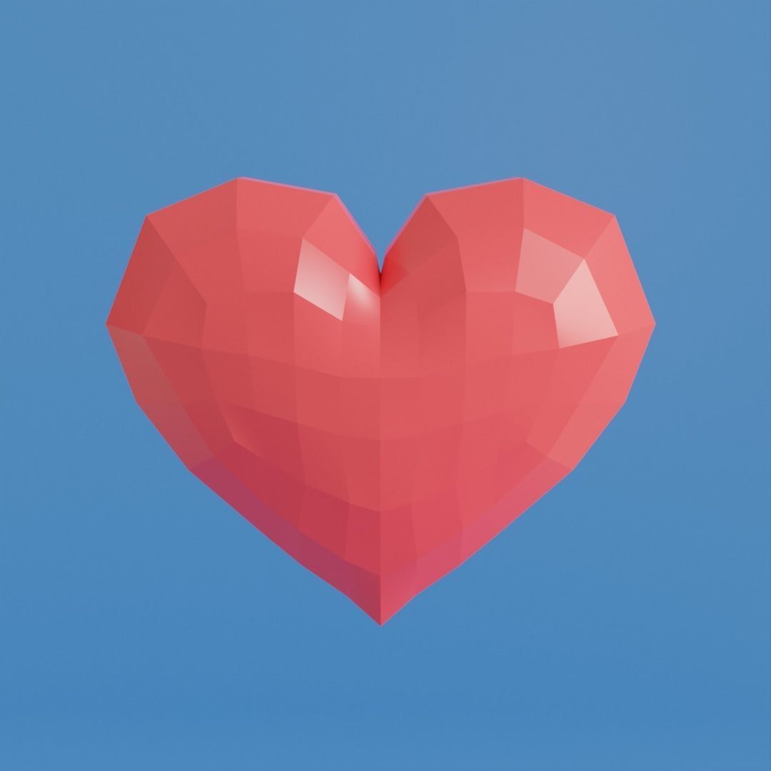 Multiple cartoon hearts with arrow low poly Low-poly 3D model_10