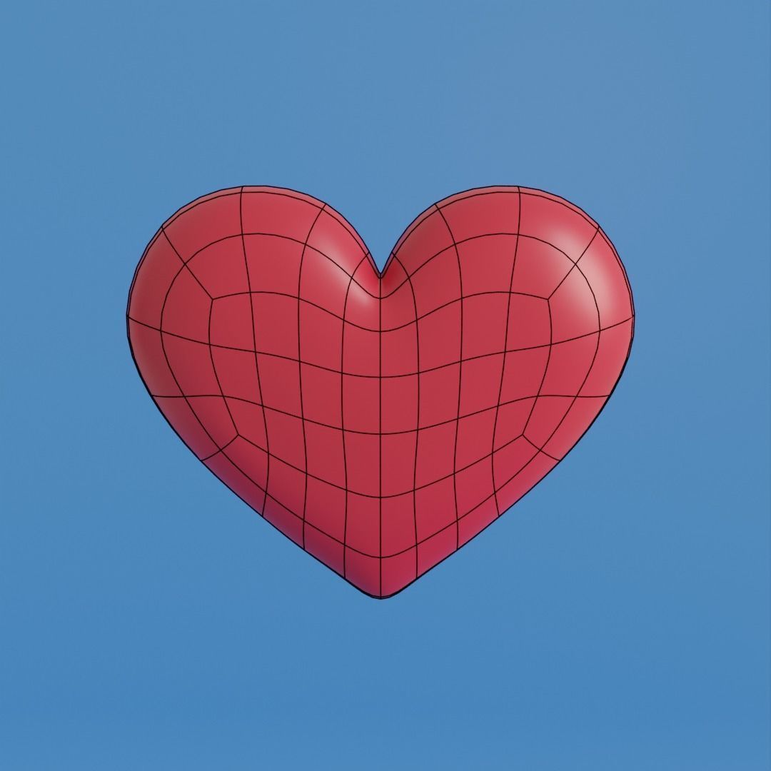 Multiple cartoon hearts with arrow low poly Low-poly 3D model_8