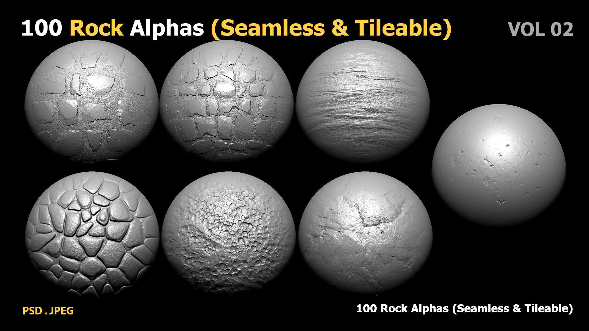 100 Rock Alphas Seamless - Tileable 3D model | CGTrader
