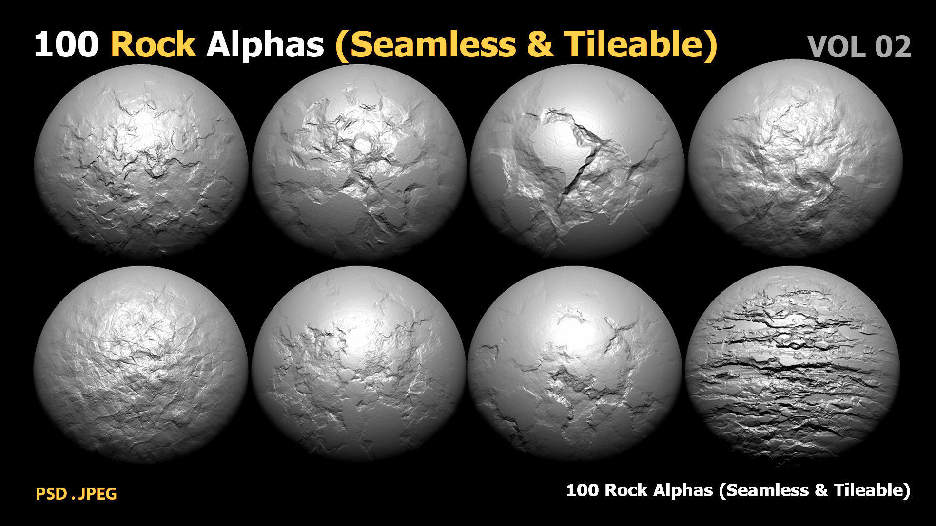 100 Rock Alphas Seamless - Tileable 3D model | CGTrader
