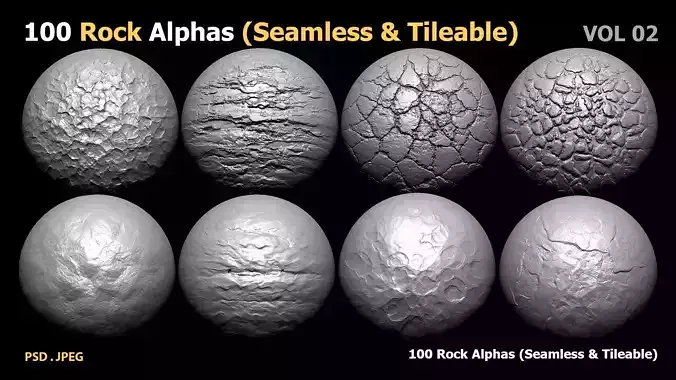 100 Rock Alphas Seamless - Tileable