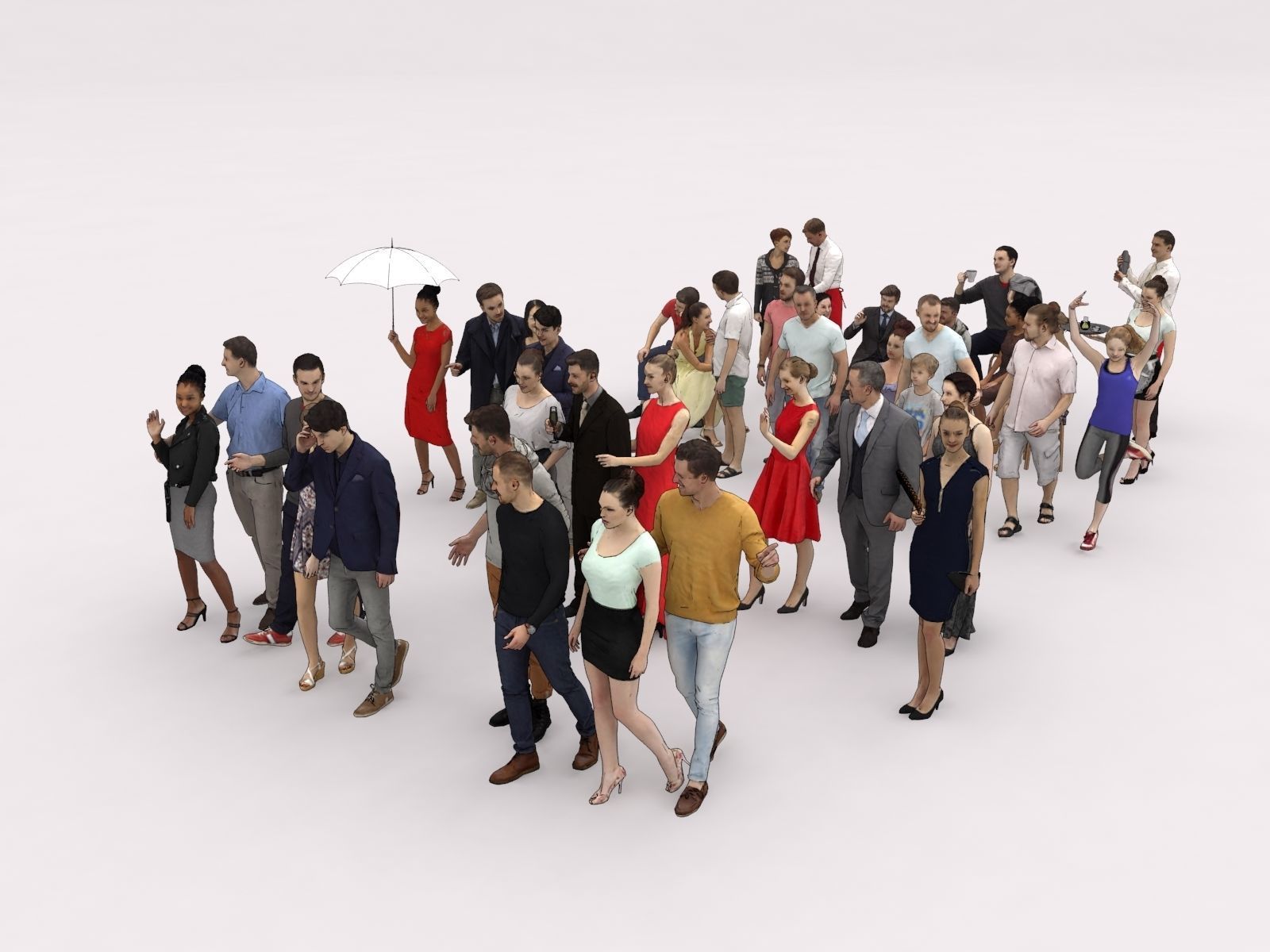 40x Crowds Scanned Casual 1a2 Elegant Cafe Sitting People Low-poly 3D model_3