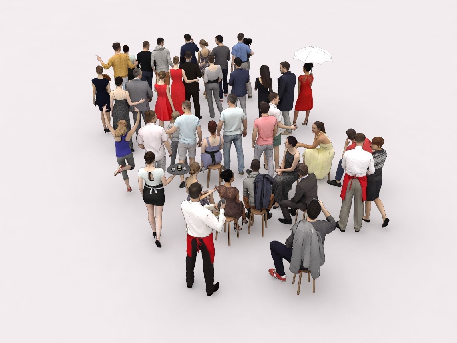 40x Crowds Scanned Casual 1a2 Elegant Cafe Sitting People Low-poly 3D model_8