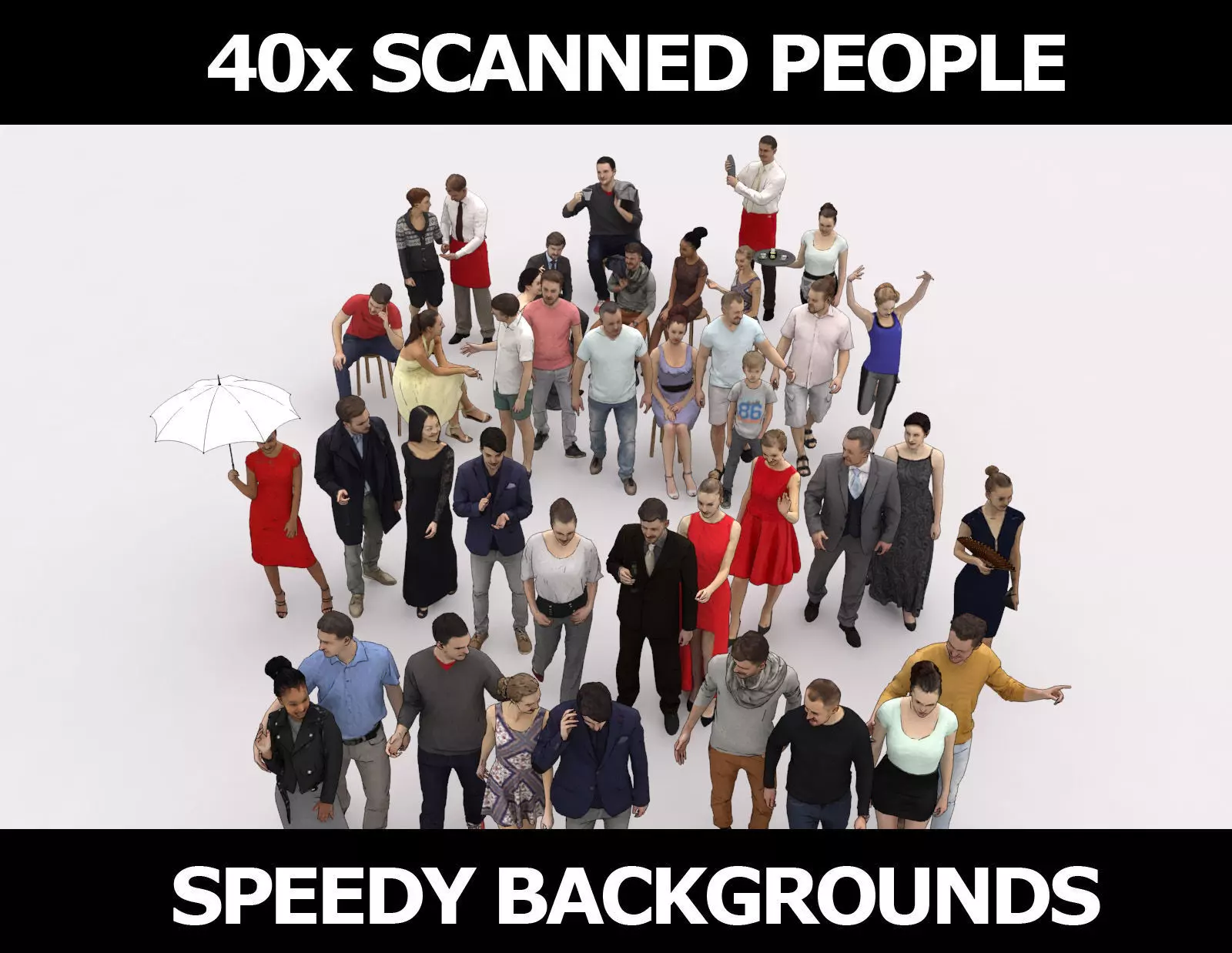 40x Crowds Scanned Casual 1a2 Elegant Cafe Sitting People Low-poly 3D model_0