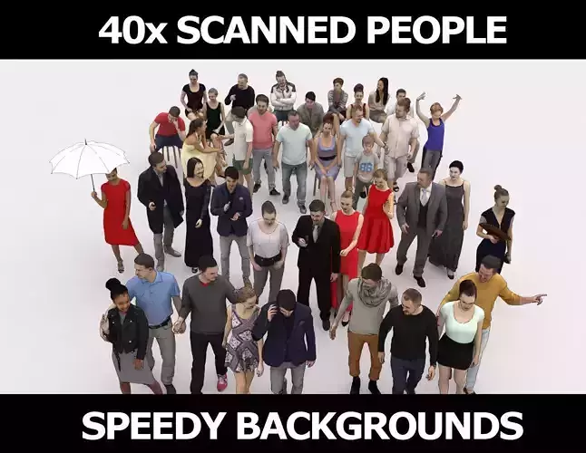 40x Crowds Scanned Casual 12 Elegant Sitting People