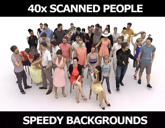 40x Crowds Scanned Casual 12 Summer Elegant Sitting People
