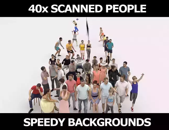   40x Crowd Scanned Casual 2 Summer Sport Elegant Sitting People