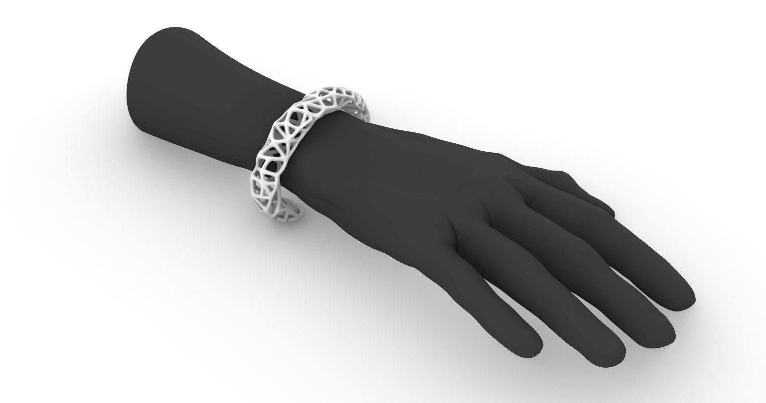 biogrid bracelet open 3D print model_1