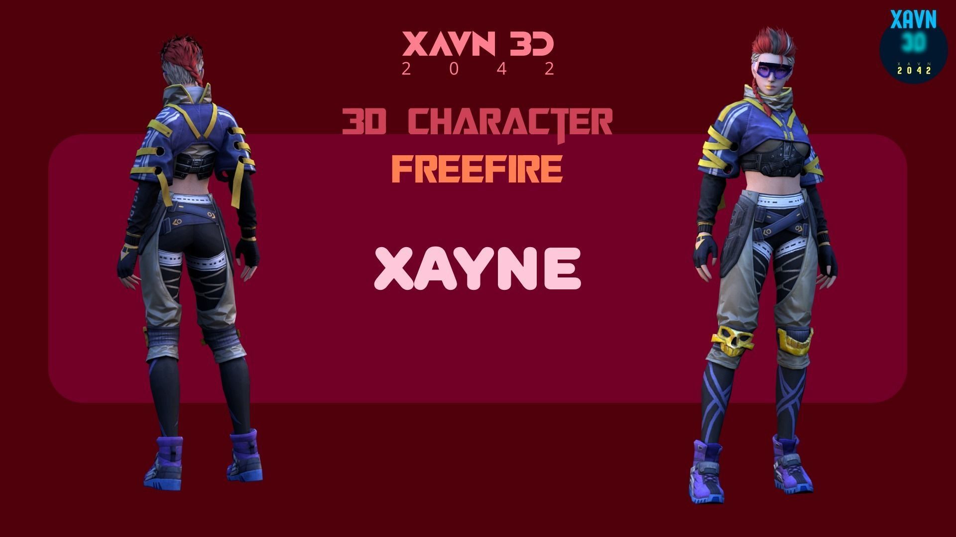 FreeFire group of free fire characters Low-poly 3D model_4