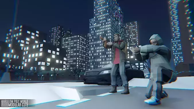 LOW POLY WORLD - MODULAR CITY Low-poly 3D model LOW POLY WORLD - MODULAR CITY Low-poly 3D model