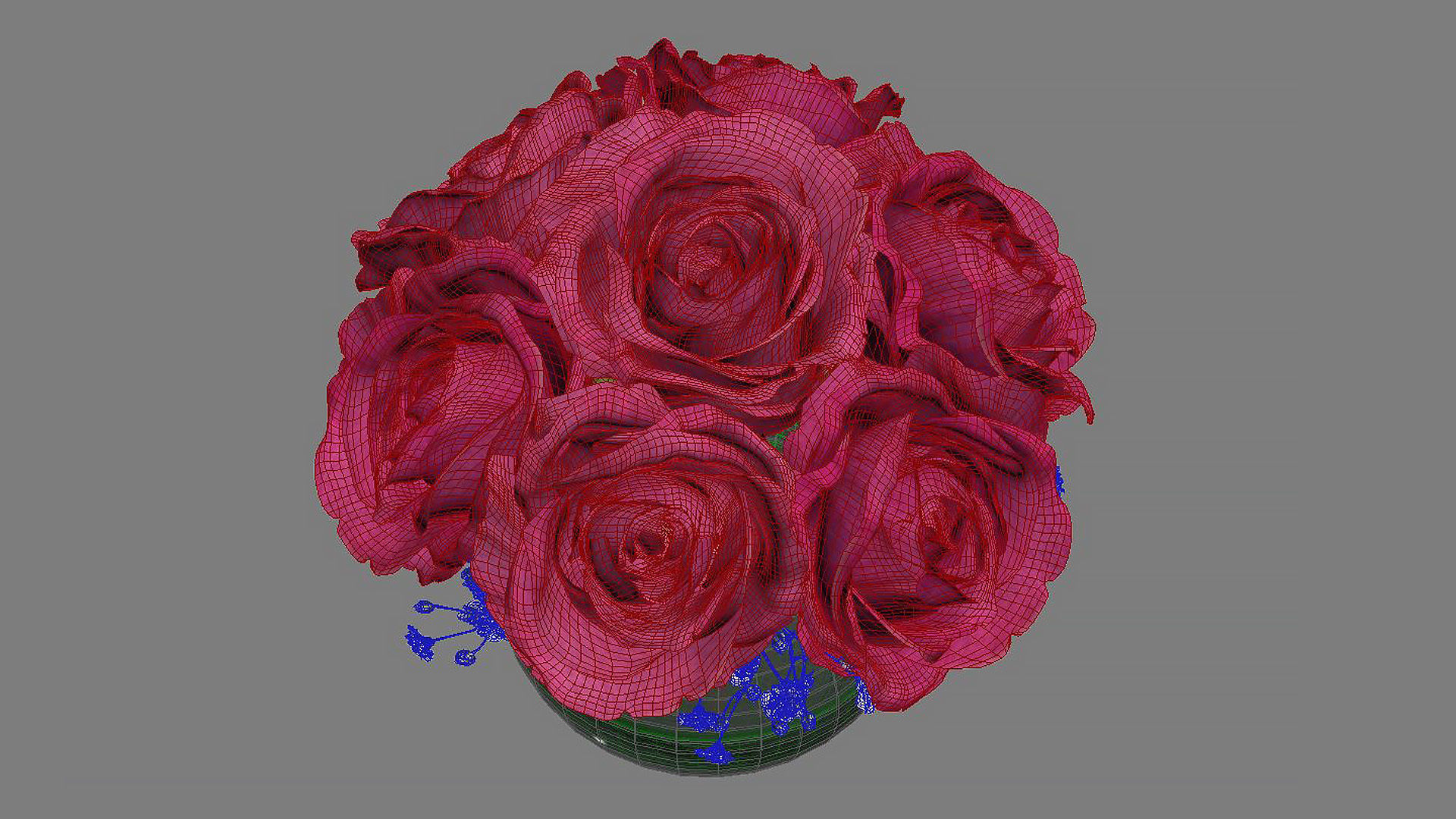 Roses in glass vase 3D model_6