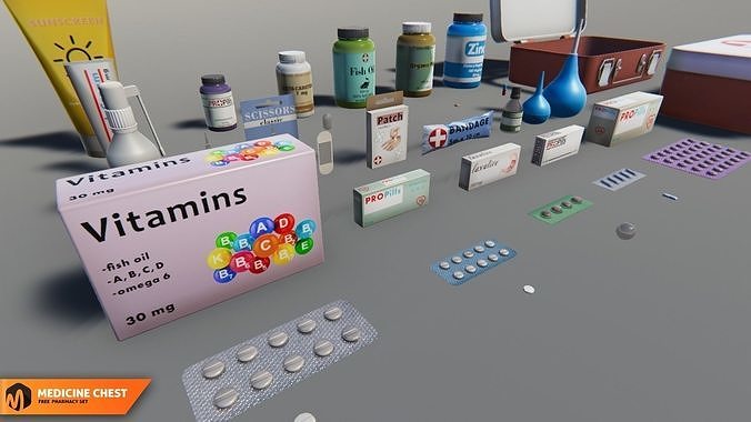 Medicine chest - pharmacy set 3D model