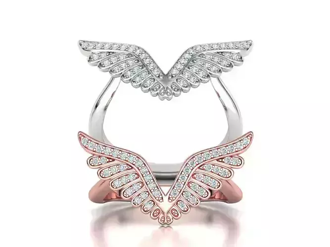 Diamond Wings Ring Own design Angel Wings Band 3dmodel 