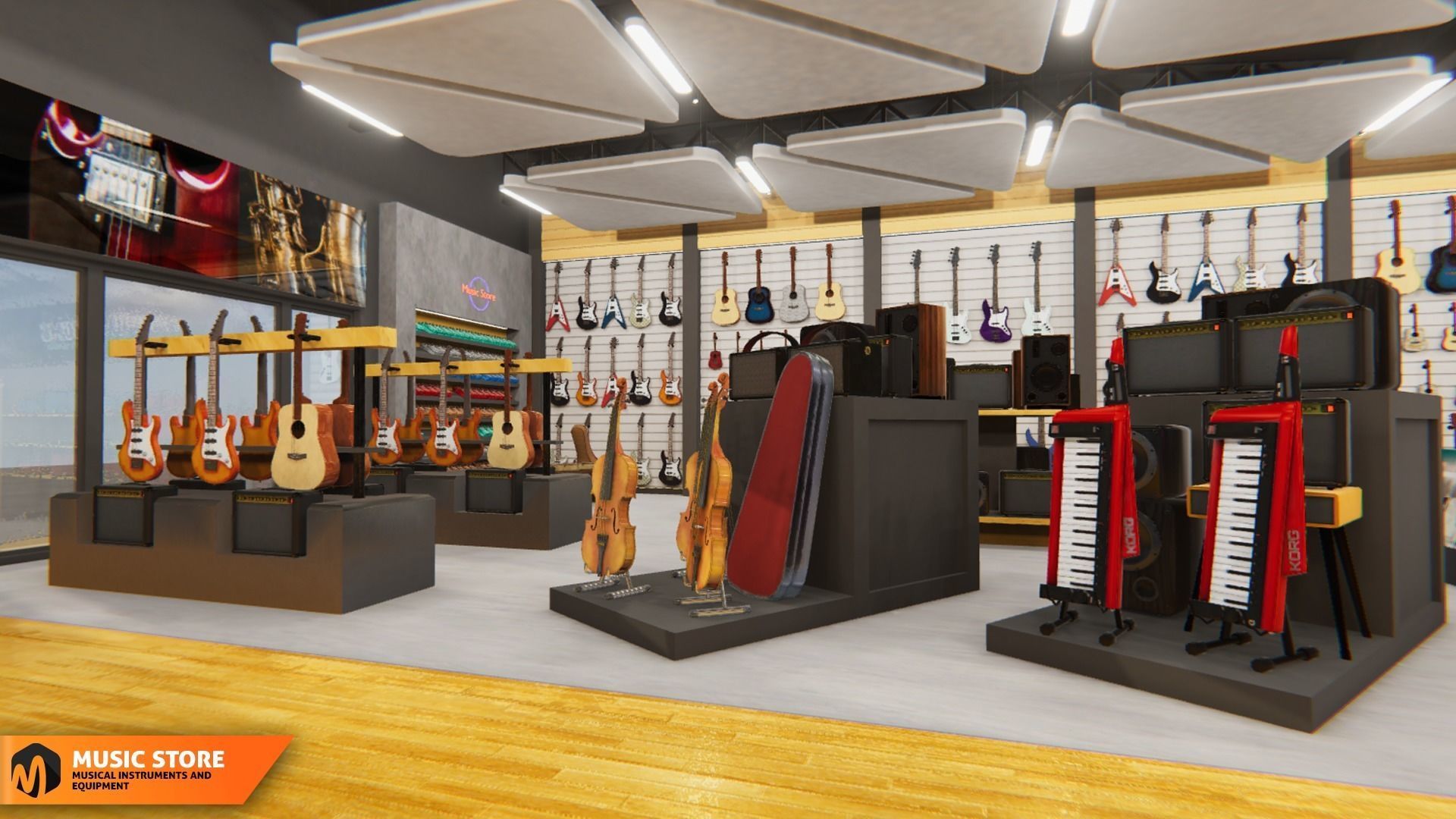 Music store - musical instruments and equipment 3D model_1
