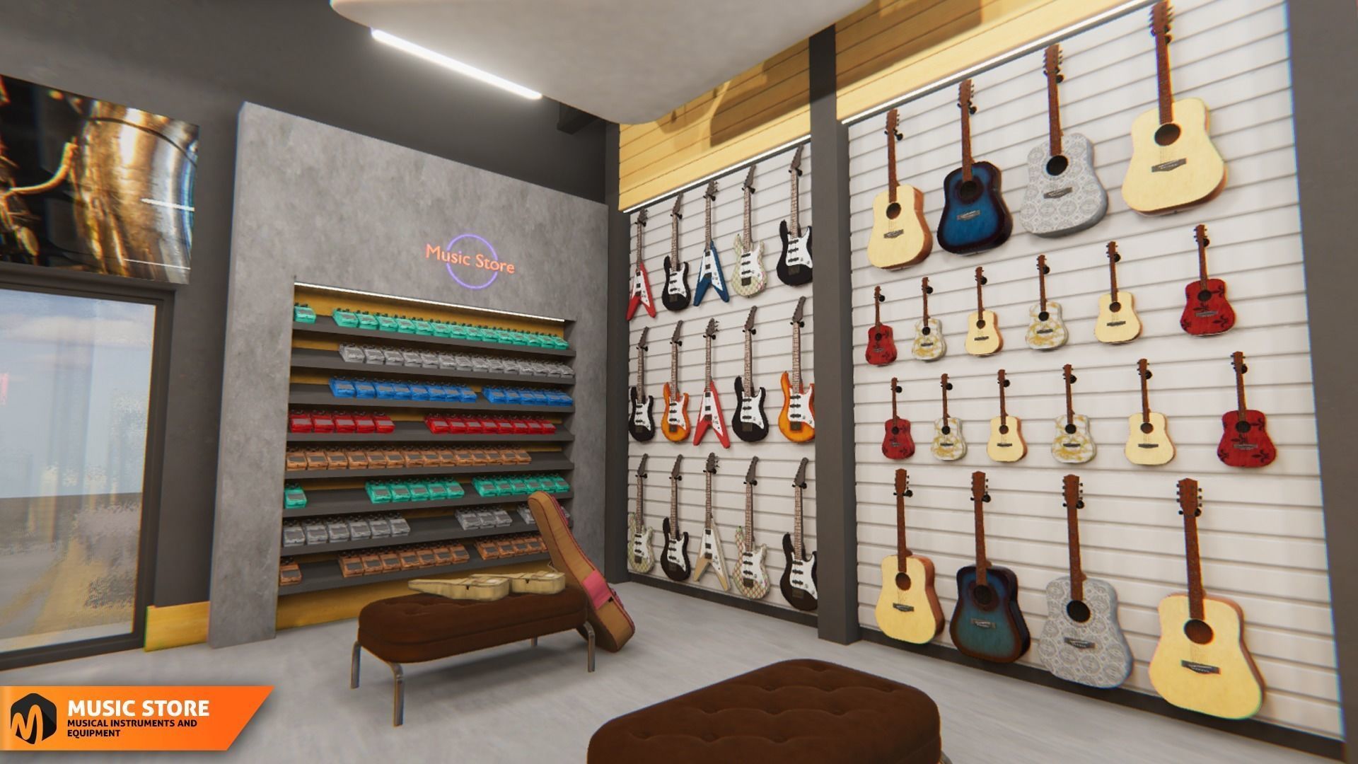 Music store - musical instruments and equipment 3D model_2