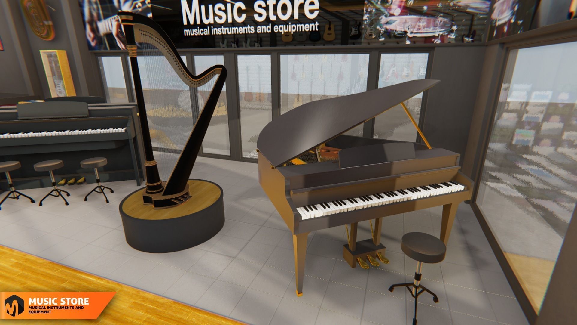 Music store - musical instruments and equipment 3D model_12