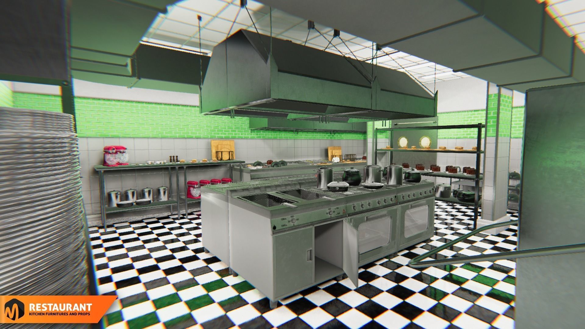Restaurant kitchen - interior and props 3D model_11