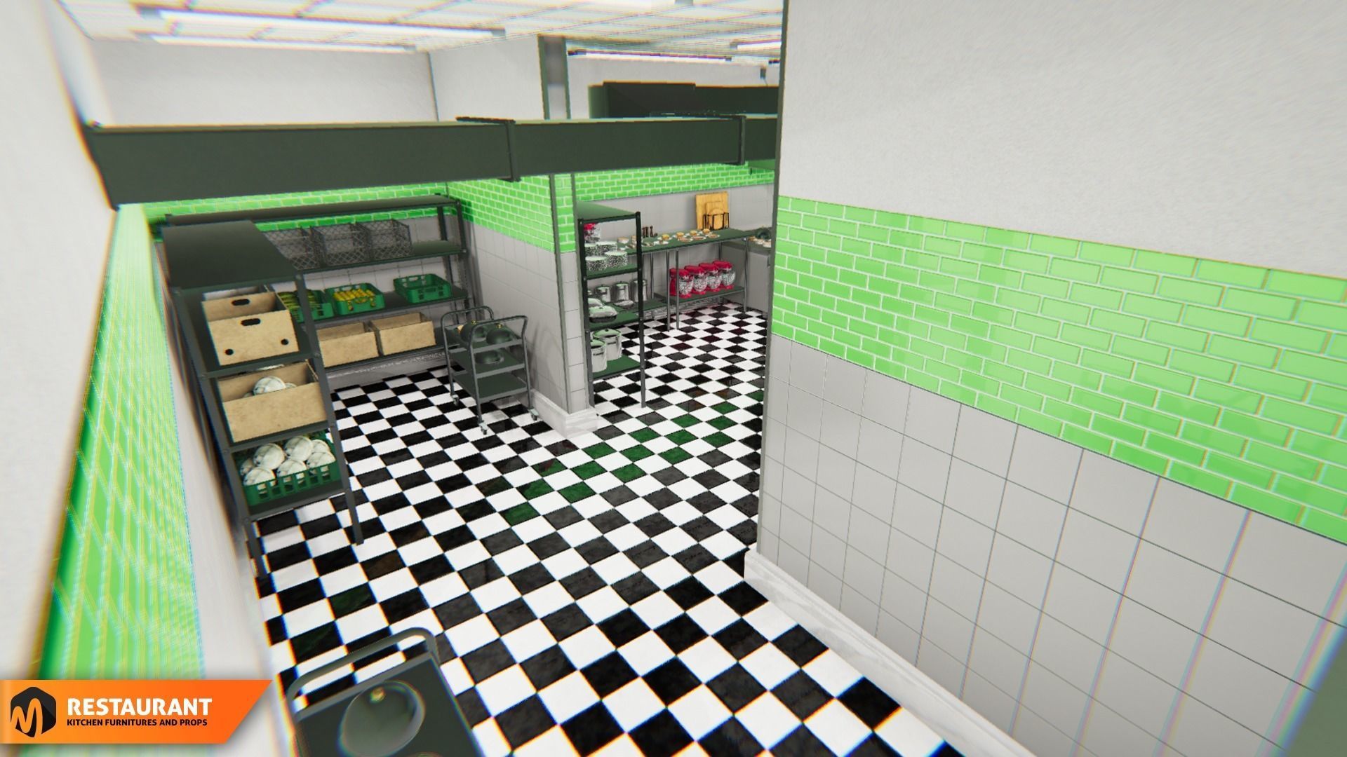 Restaurant kitchen - interior and props 3D model_14