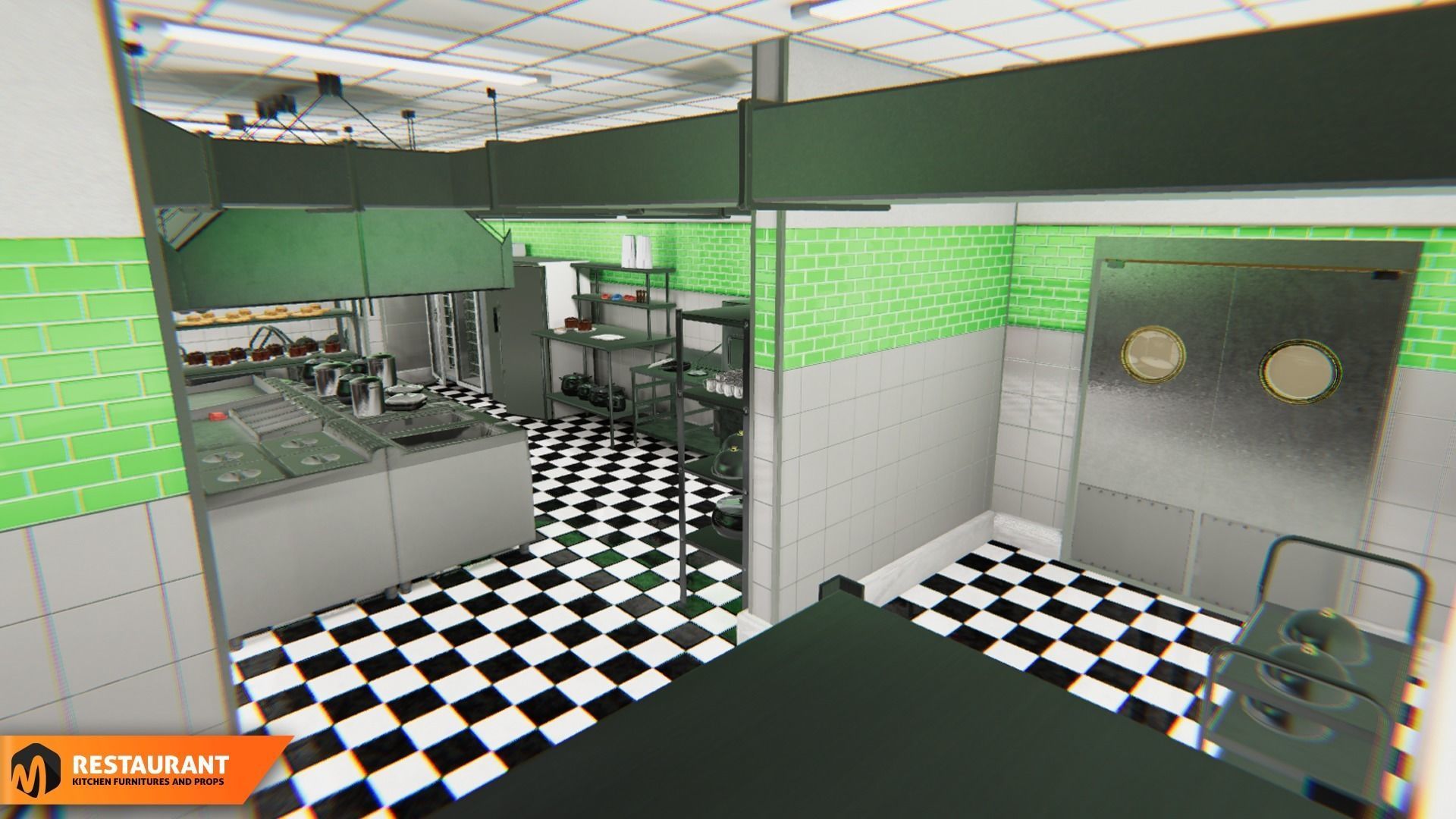 Restaurant kitchen - interior and props 3D model_3